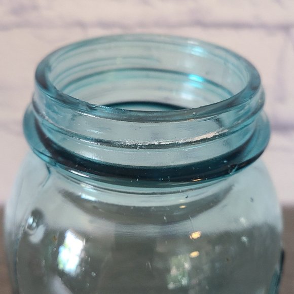 Vintage Ball Perfect Mason Blue Quart #1 Jar Aqua W/ Atlas Zinc Lid - Picture 7 of 10